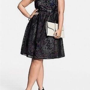 Lane Bryant Black Perforated Midi Dress NWT